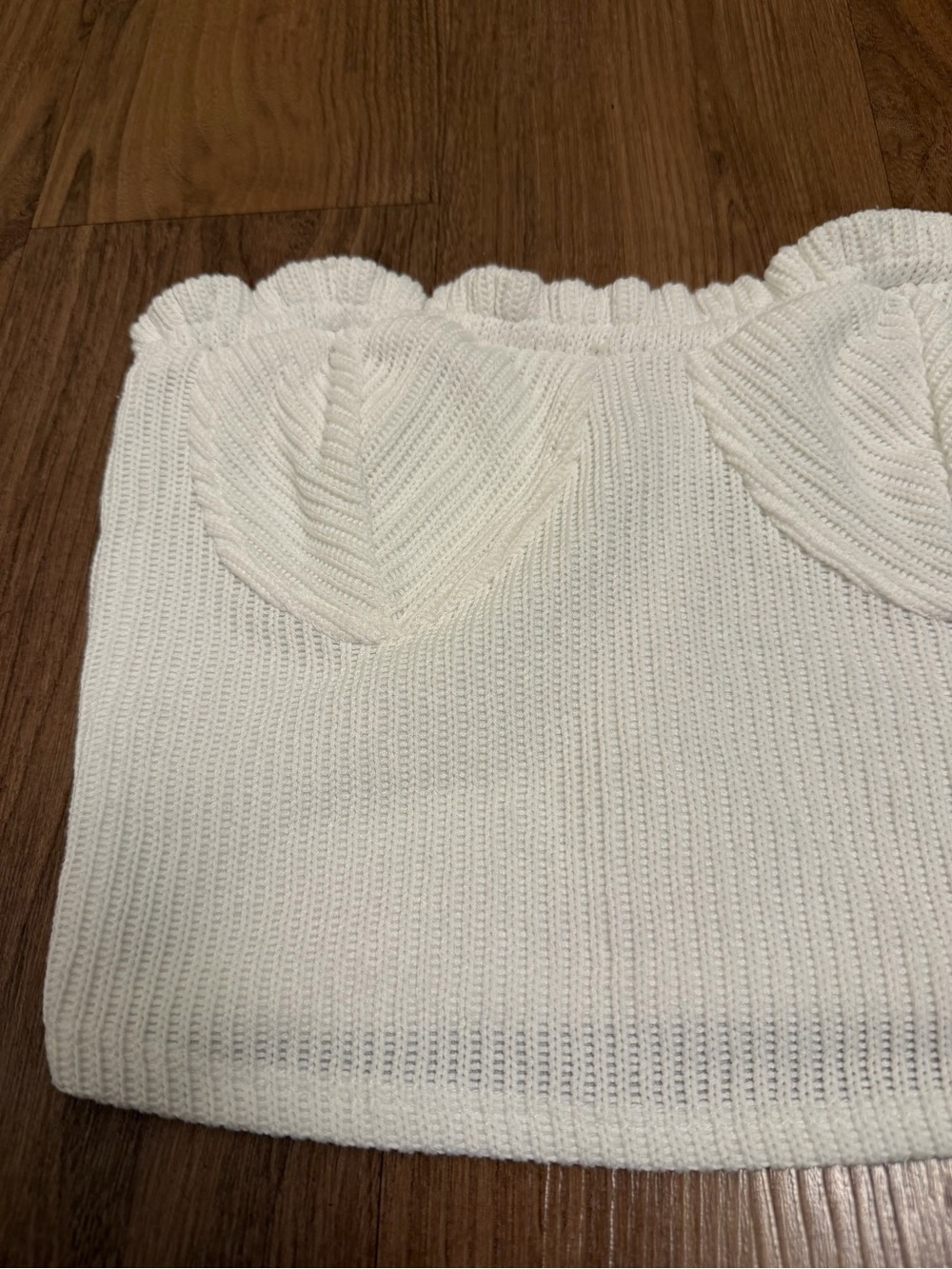Knit Strapless Bustier Crop Top in Cream - Picture 4 of 6